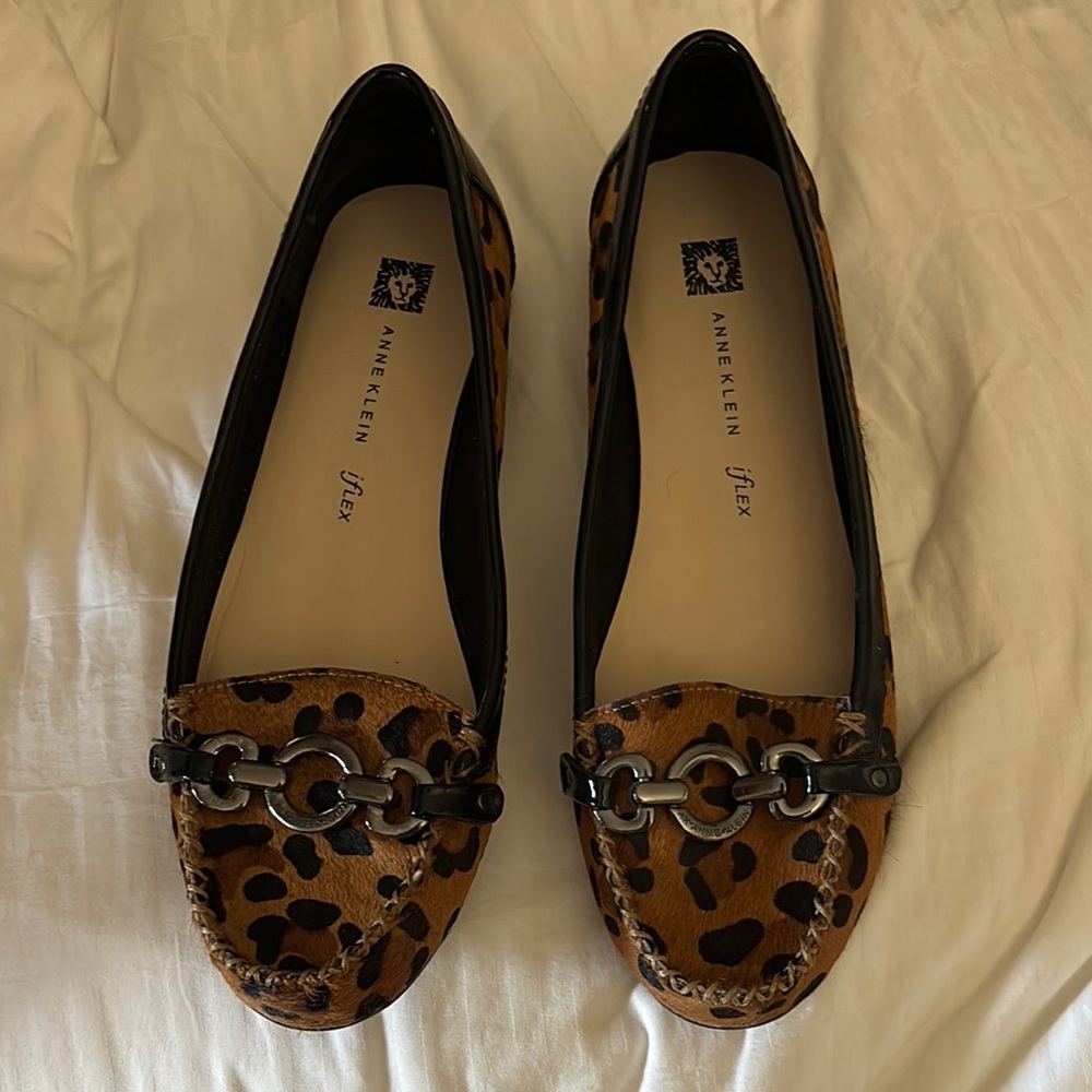 Anne Klein Brown and Black Leopard Flats
